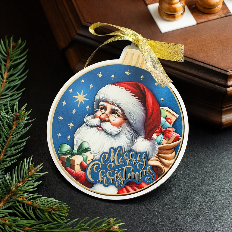 Новорічна прикраса «Merry Christmas» від Valenti: дерев'яний декор 13х13 см