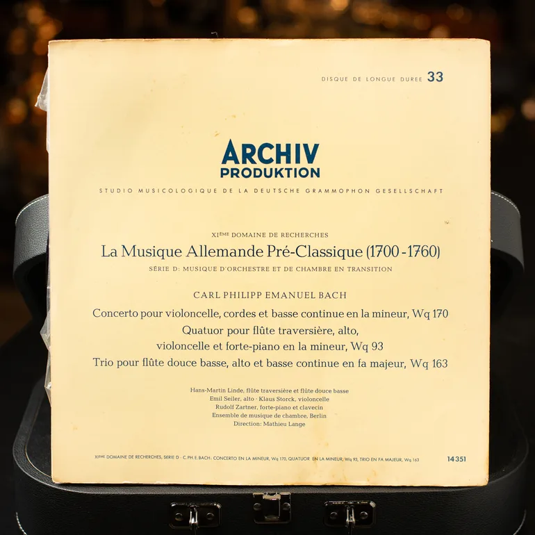 Вінтажна вінілова платівка Carl Philipp Emanuel Bach - La Musique Allemande Pré-Classique