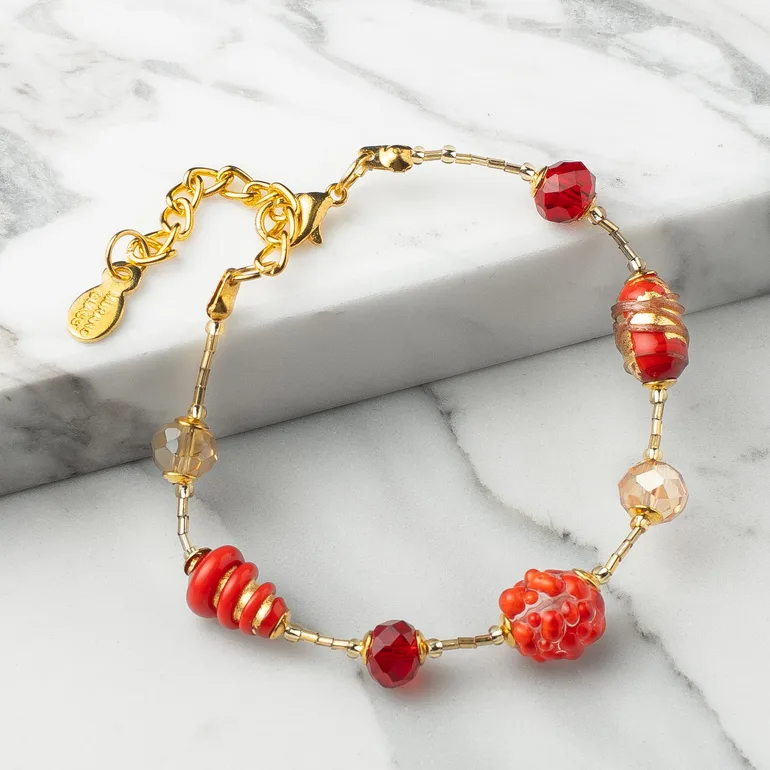 Браслет Rosso из муранского стекла в технике Millefiori