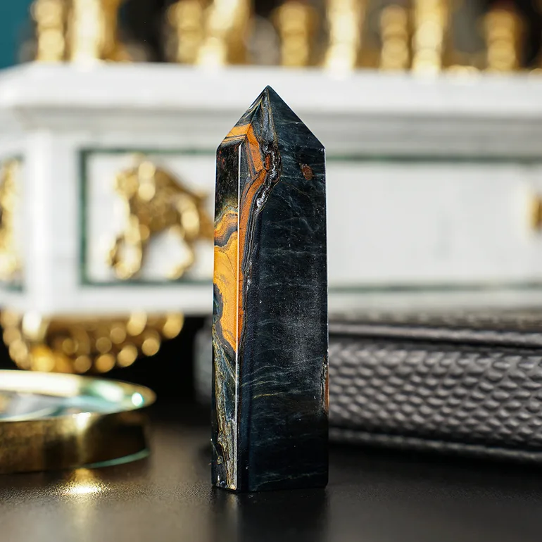 Обелиск из агата соколиный глаз Hawk — Stone Art Designe, 60 г