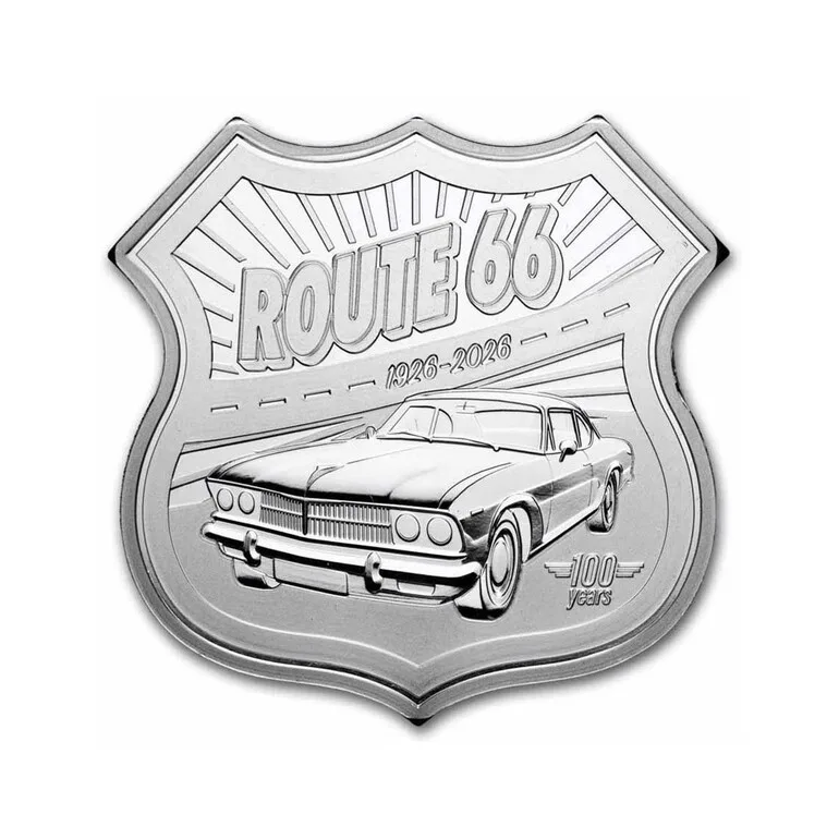 Серебряная монета Route 66 Centennial (раунд) 2026 года