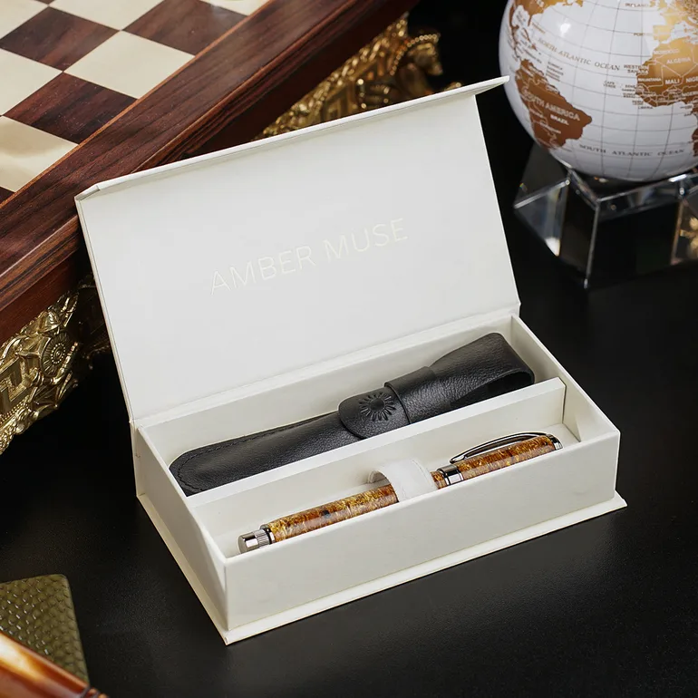 Бурштинова ручка Amber Muse «Золотистий бурштин»