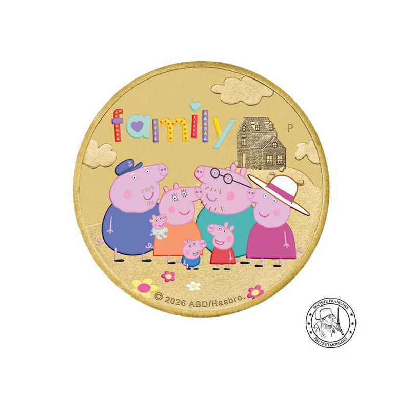 Подарочная монета Peppa Pig. Family, 1 доллар, 2026 год