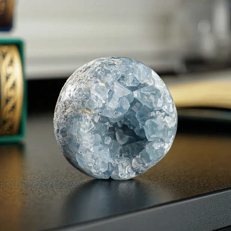 Сфера из целестина Blueberry от Stone Art Designe
