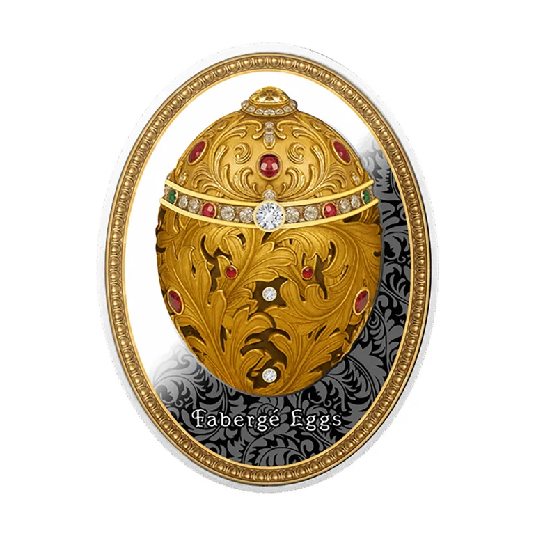 Серебряная монета «Яйцо Фаберже» с кристаллом