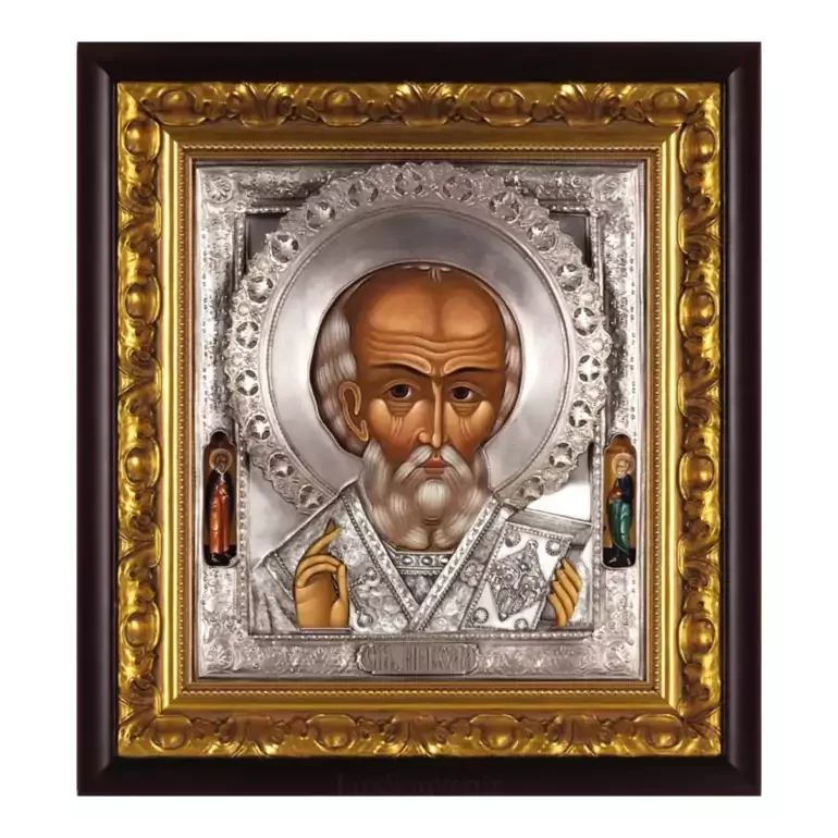 Икона «Николай Угодник» серебряная на меди